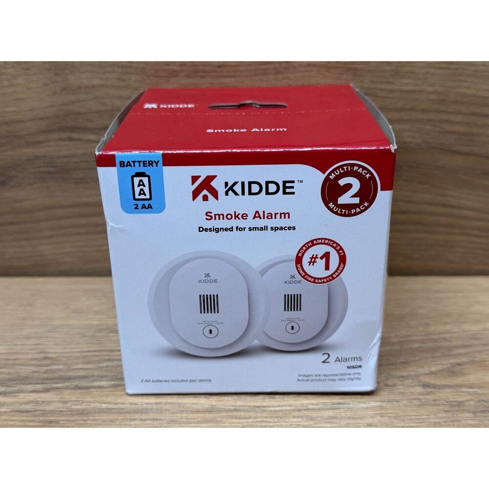 Kidde 10SDR 2-Pack Battery-Operated Photoelectric Smoke Detector Alarm